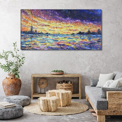 Sunset over the water Print on canvas