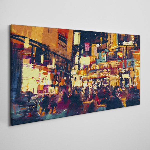 The hustle and bustle of city life at night Canvas wall art