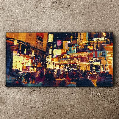 The hustle and bustle of city life at night Canvas wall art