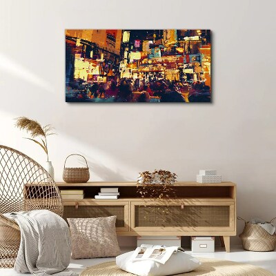 The hustle and bustle of city life at night Canvas wall art