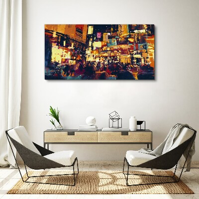 The hustle and bustle of city life at night Canvas wall art