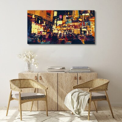 The hustle and bustle of city life at night Canvas wall art