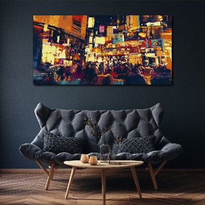 The hustle and bustle of city life at night Canvas wall art