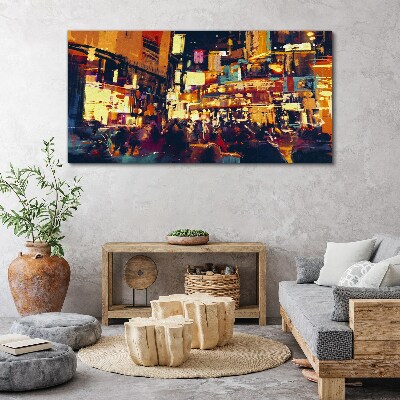 The hustle and bustle of city life at night Canvas wall art