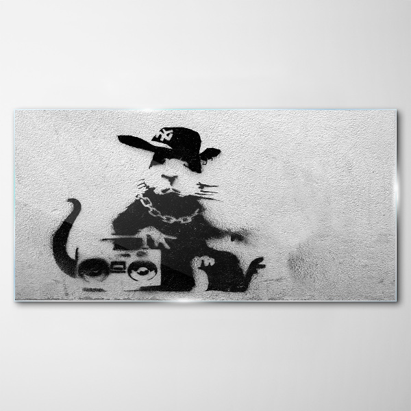 Hood Rat Banksy Wall art on glass
