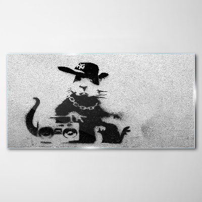 Hood Rat Banksy Wall art on glass
