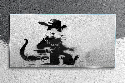 Hood Rat Banksy Wall art on glass