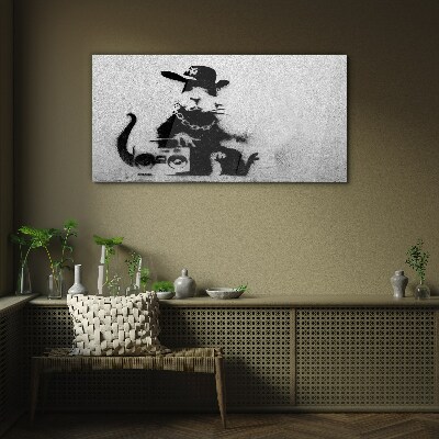 Hood Rat Banksy Wall art on glass