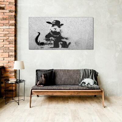 Hood Rat Banksy Wall art on glass