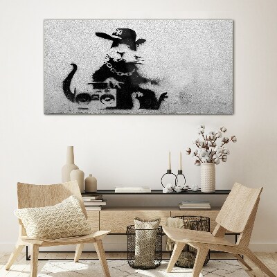 Hood Rat Banksy Wall art on glass