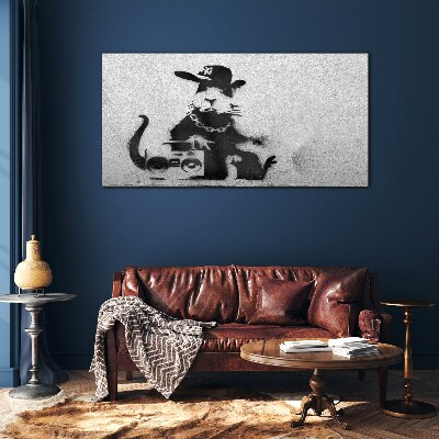 Hood Rat Banksy Wall art on glass