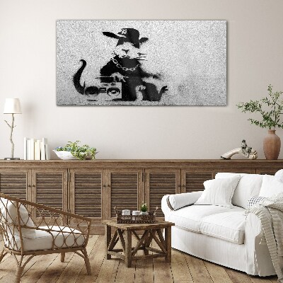 Hood Rat Banksy Wall art on glass