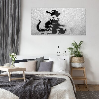 Hood Rat Banksy Wall art on glass