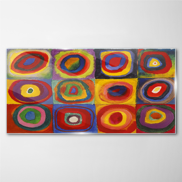 Color Studio: Squares with Concentric Circles Kandinsky Glass art print