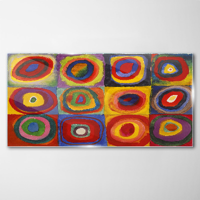 Color Studio: Squares with Concentric Circles Kandinsky Glass art print