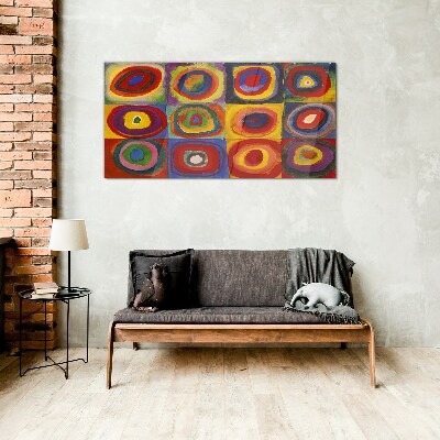 Color Studio: Squares with Concentric Circles Kandinsky Glass art print