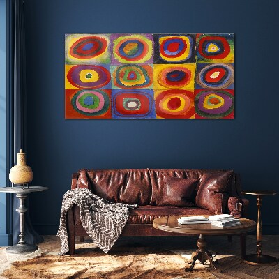 Color Studio: Squares with Concentric Circles Kandinsky Glass art print