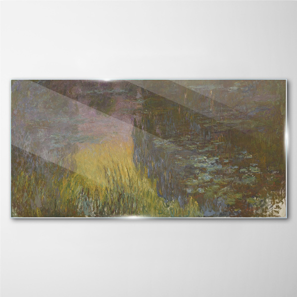 Golden reflection in the water Wall art on glass