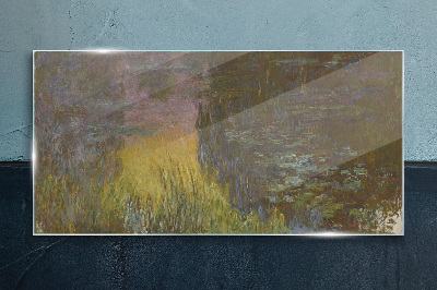 Golden reflection in the water Wall art on glass