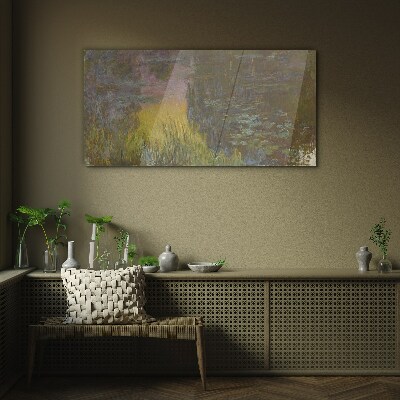Golden reflection in the water Wall art on glass