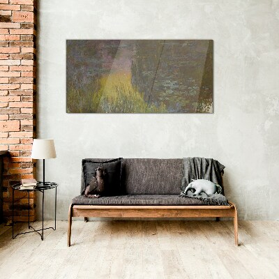 Golden reflection in the water Wall art on glass