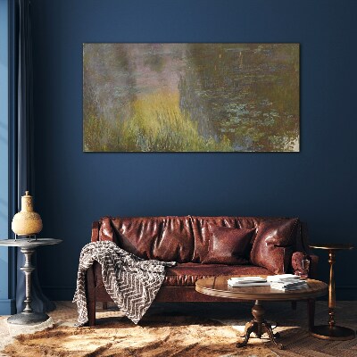 Golden reflection in the water Wall art on glass