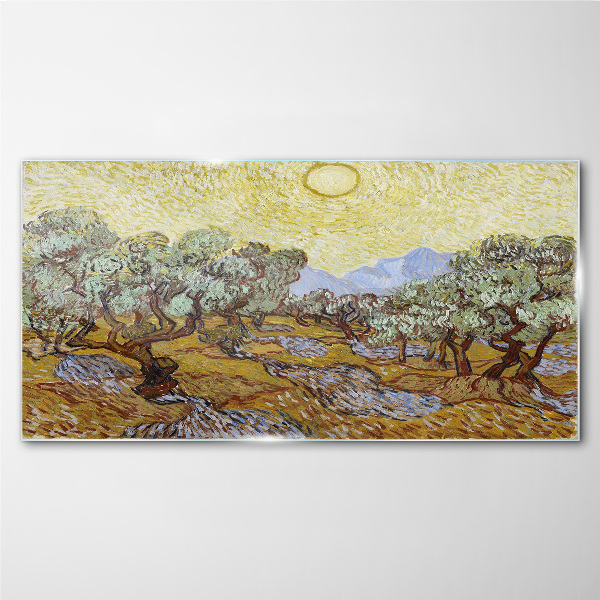 Olive trees in the sun Wall art on glass