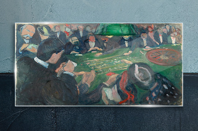 Poker game Glass art print