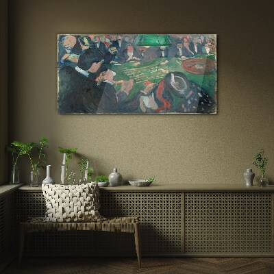 Poker game Glass art print