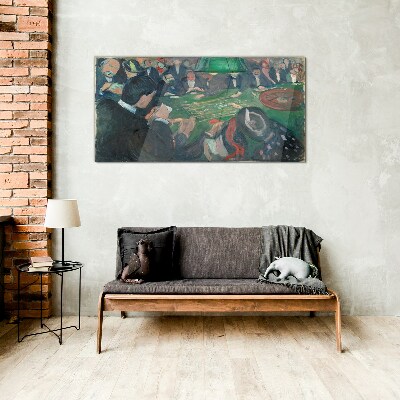 Poker game Glass art print