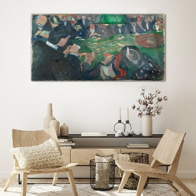 Poker game Glass art print