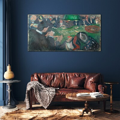 Poker game Glass art print
