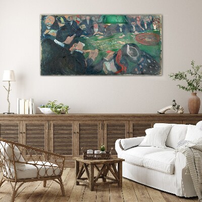 Poker game Glass art print
