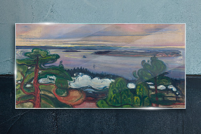 Seascape with trees Glass art print