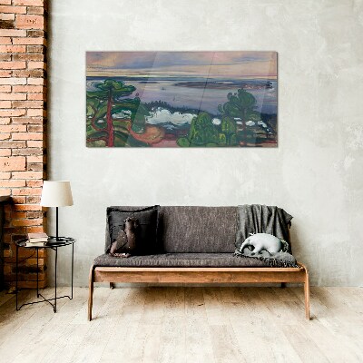 Seascape with trees Glass art print