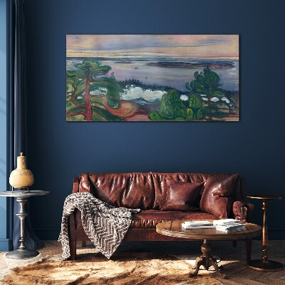 Seascape with trees Glass art print