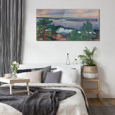Seascape with trees Glass art print