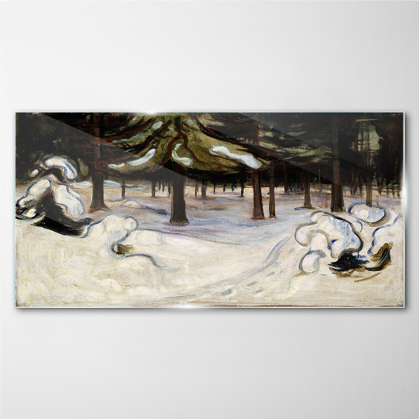 Winter landscape with trees Wall art on glass