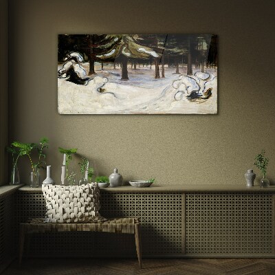Winter landscape with trees Wall art on glass