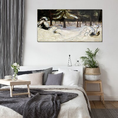 Winter landscape with trees Wall art on glass