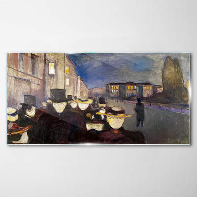 Evening walk in the city Glass art print
