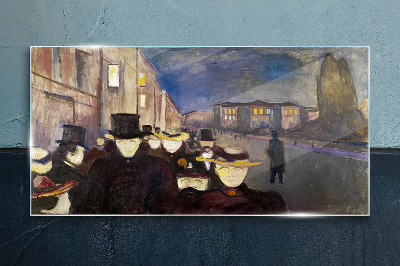 Evening walk in the city Glass art print