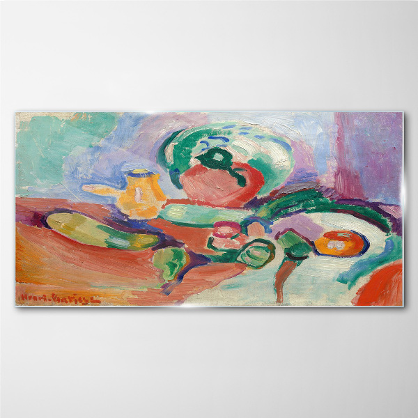 Still life in color Glass art print