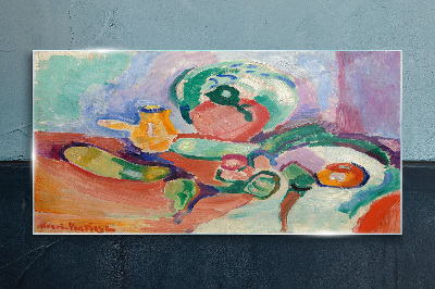 Still life in color Glass art print