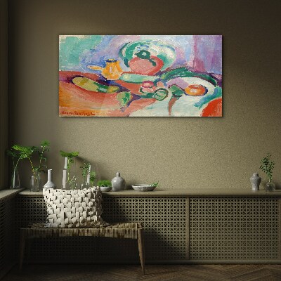 Still life in color Glass art print