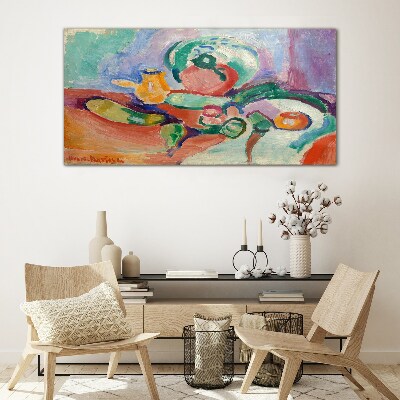 Still life in color Glass art print