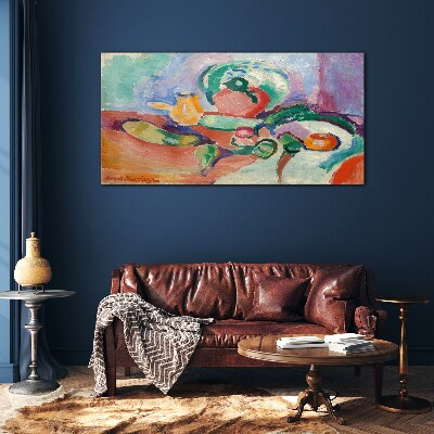 Still life in color Glass art print