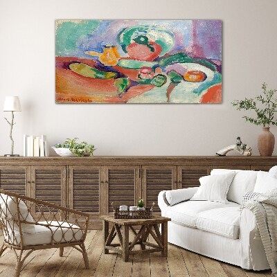 Still life in color Glass art print