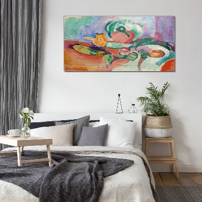 Still life in color Glass art print