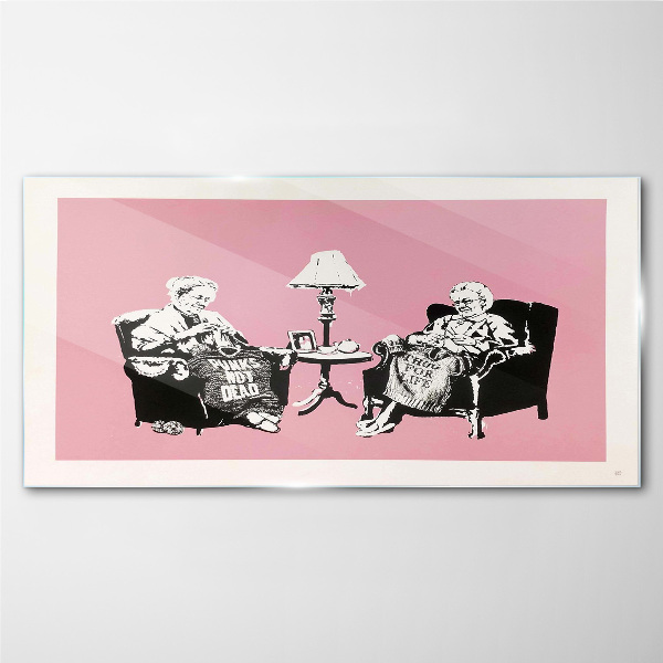 Grandmas in pink Glass art print